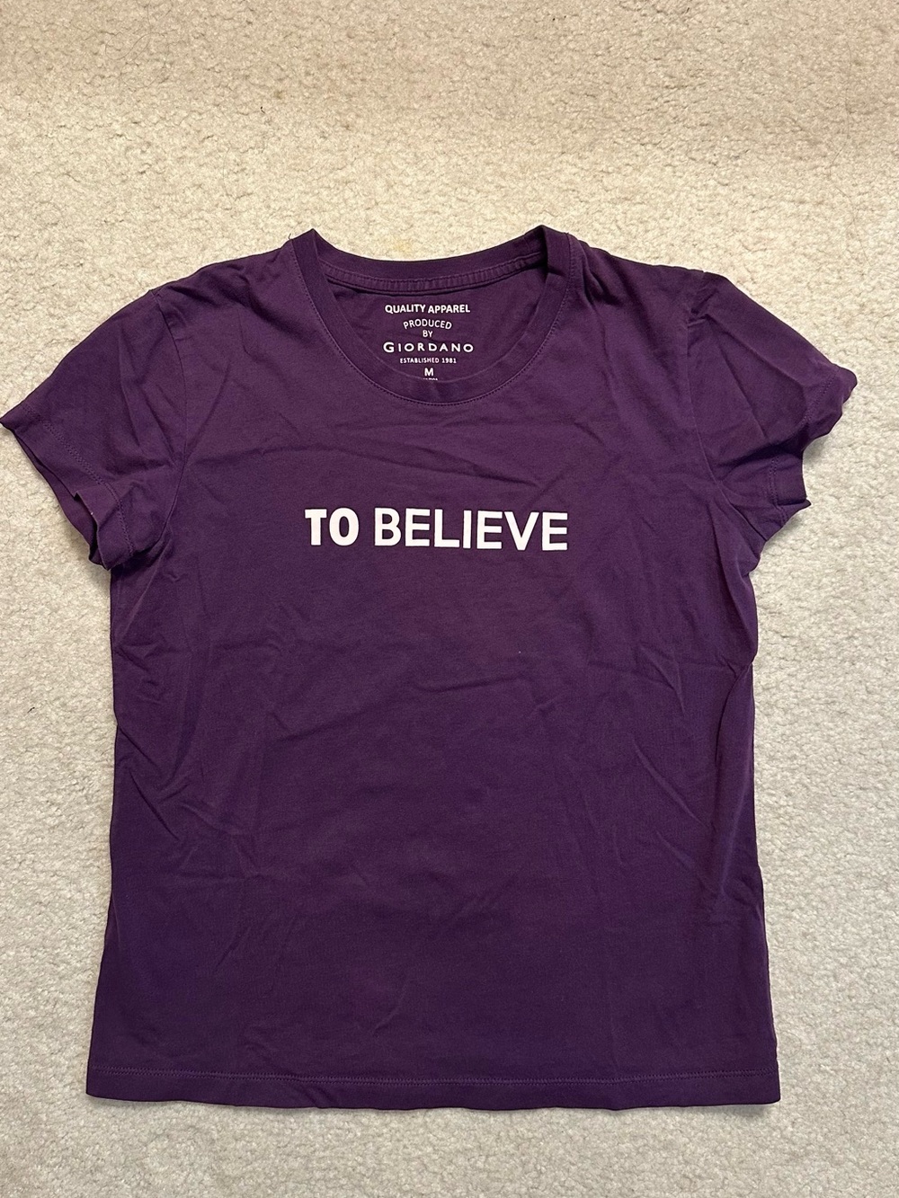 Giordano Women’s Purple 'To Believe' Short Sleeve Graphic Tee